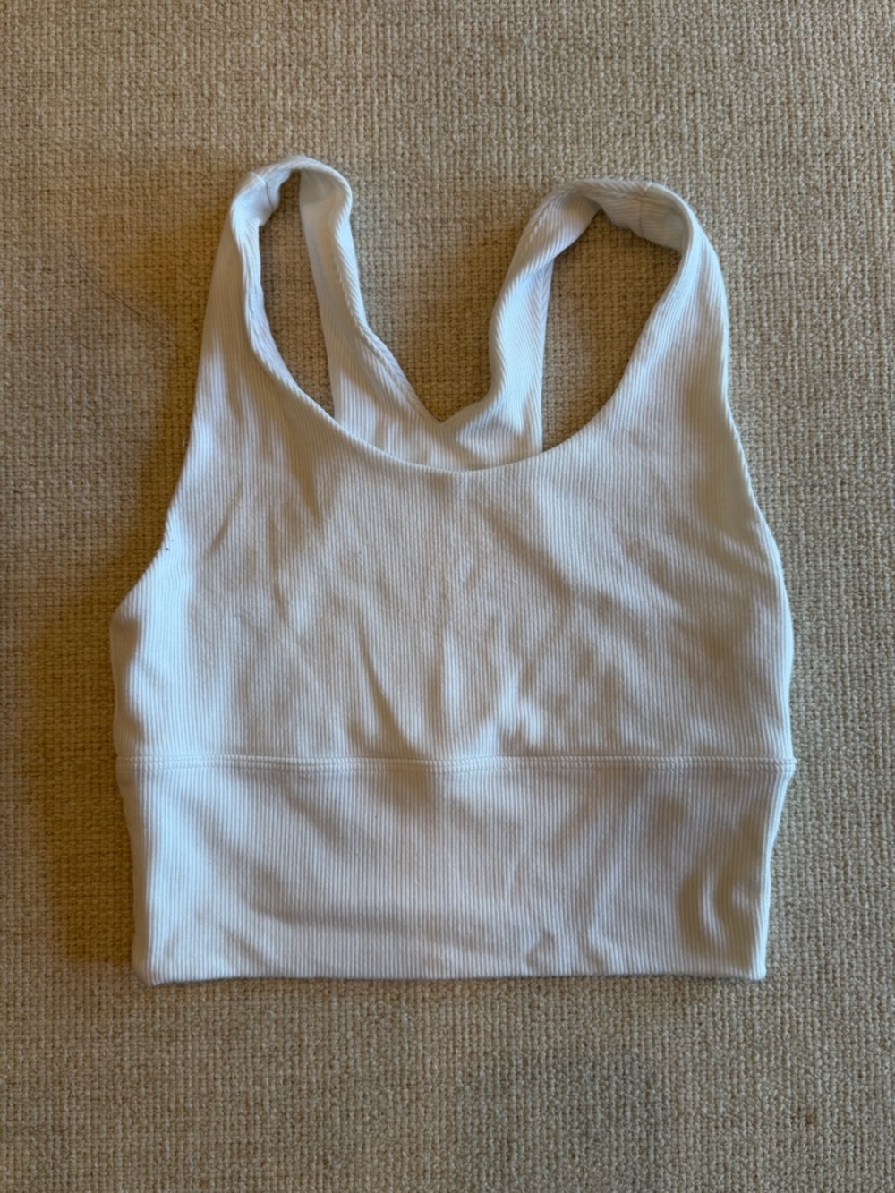 Joah Brown White Ribbed Crop Tank